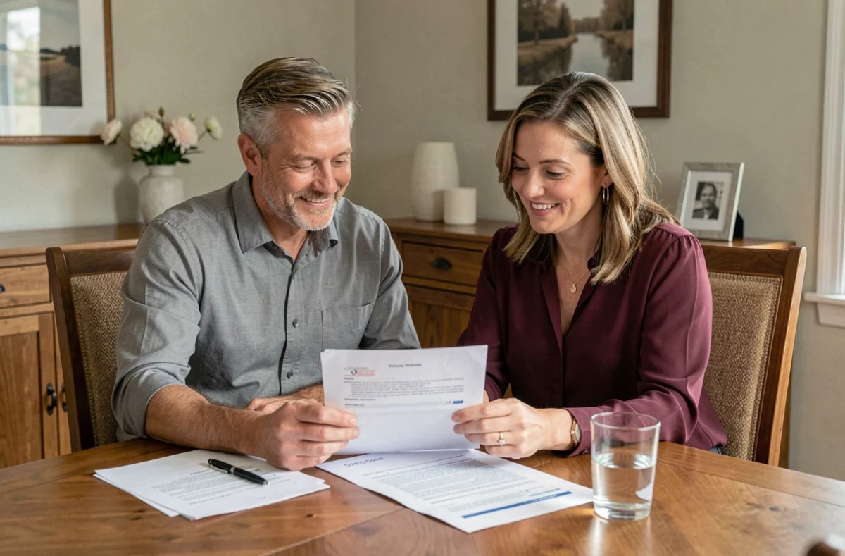 Couple signant un contrat de travail avec une employée de maison à domicile