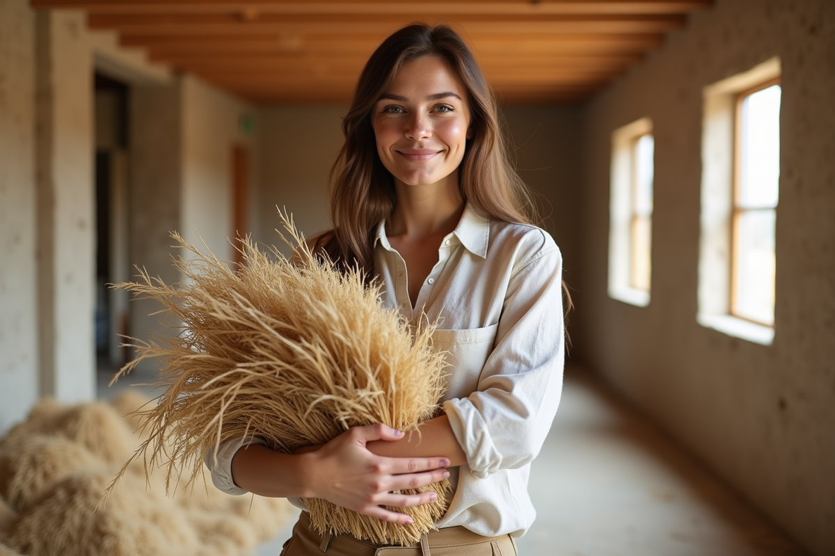 Jeune femme tient une botte d