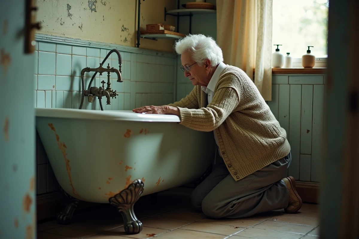 Femme âgée contrôlant la pression d