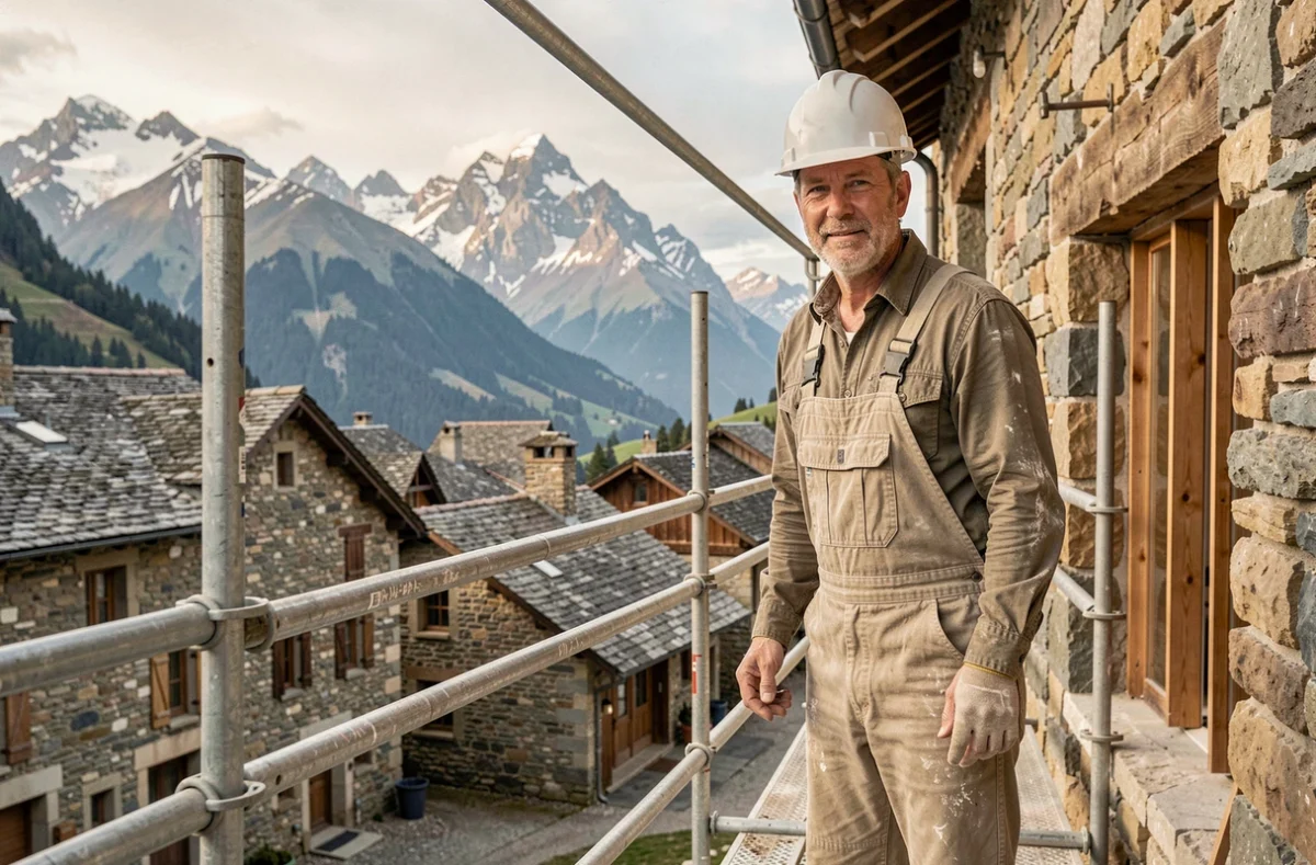 Entreprise de rénovation dans les Hautes-Pyrénées avec village pyrénéen en arrière-plan